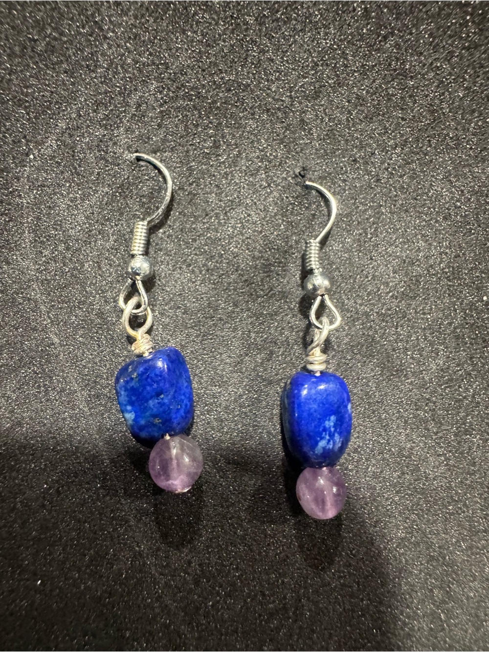 Blue Lapis and Amethyst Dangle Earrings - Women Jewelry